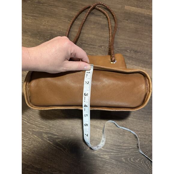 Fossil Vintage Brown Pebbled Leather Shoulder Bag Purse Braided Straps Key - Picture 7 of 13